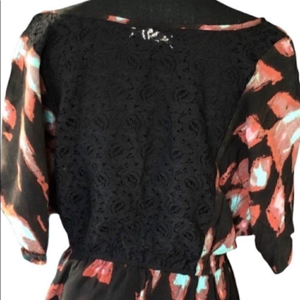 Printed Lace Patch Mini Dress - Picture 3 of 7